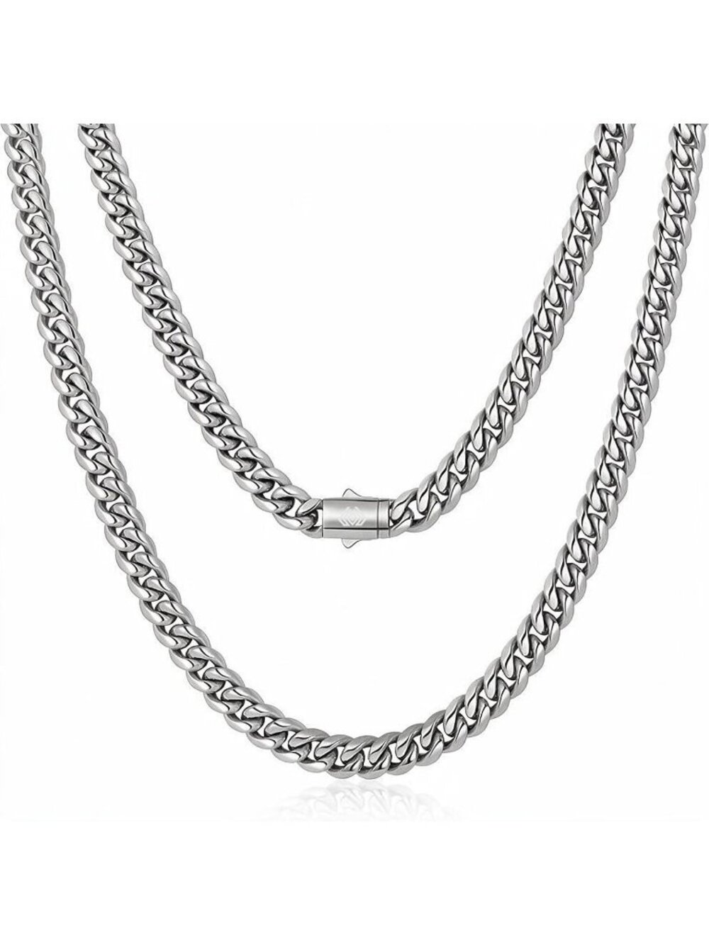 Men's Silver 8mm Cuban Link Chain 316l Stainless Steel 18k Gold Plated Gift